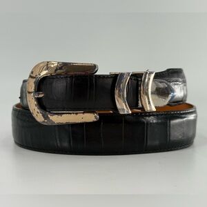 Onyx Brighton Men’s Black Croc Leather Belt 34